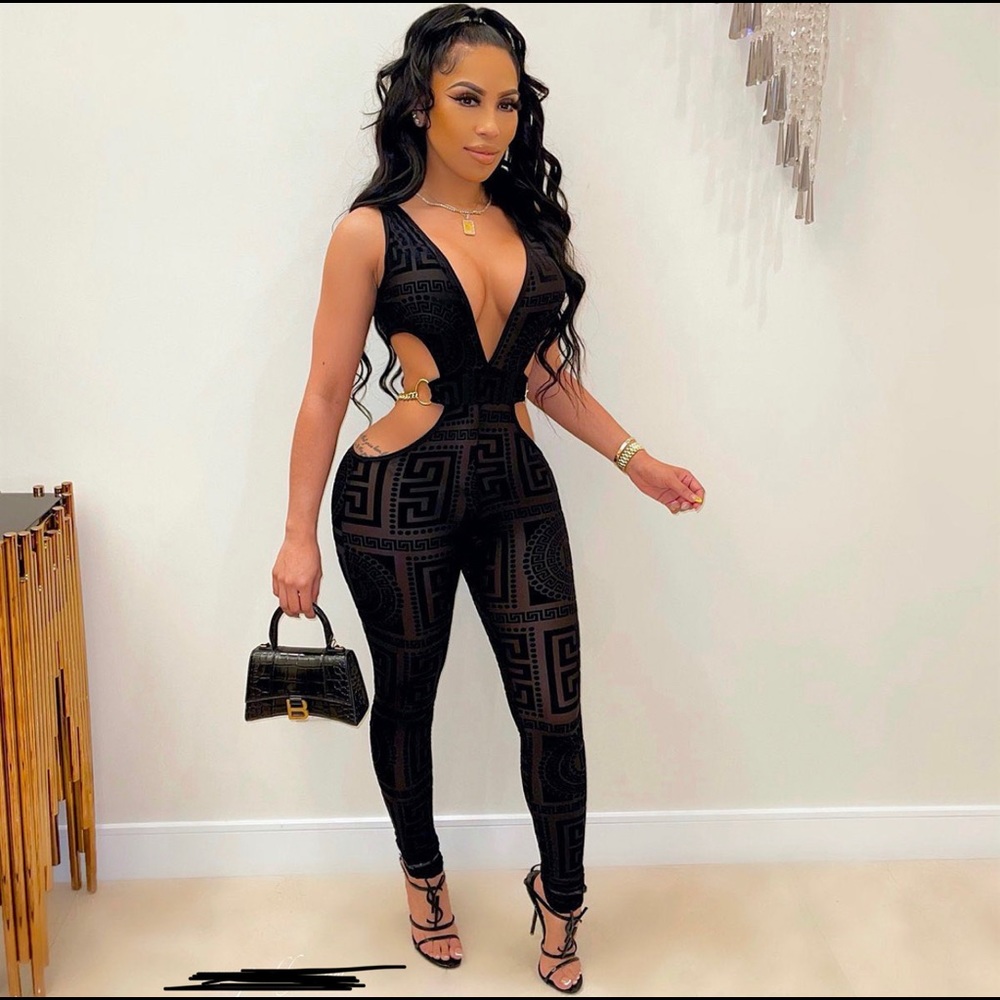 Black jumpsuit with gold links
